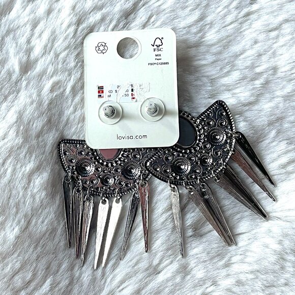 NWT Lovisa Antique Silver Dangling Western Bohemian Style Earrings - Picture 2 of 2